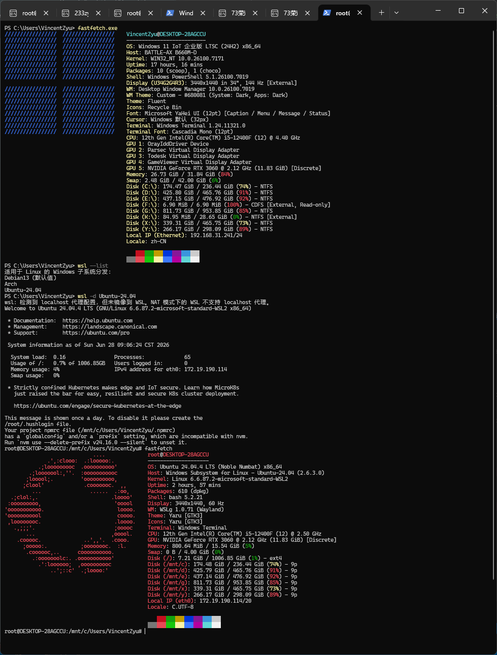 WSL Ubuntu 24.04 fastfetch